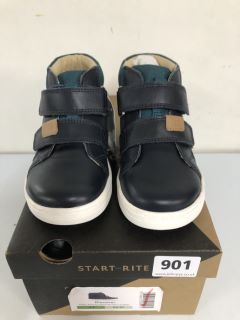 START RITE DISCOVER NAVY / DARK GREEN LEATHER CHILDREN'S SHOES - SIZE 9F (629986)