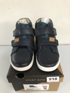 START RITE DISCOVERY NAVY / DARK GREEN LEATHER CHILDREN'S BOOTS - SIZE 11 F (629986)