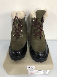 JOHN LEWIS HIKER WARM LINED GREEN KHAKI BOOTS - SIZE 6 (629986)