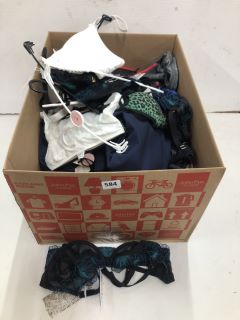 BOX OF ITEMS INCL. JOHN LEWIS REGULAR FIT TROUSERS IN NAVY SIZE 42R