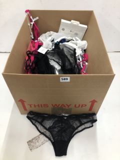 BOX OF ITEMS INCL. MYLA ROSE LACE BRA IN PINK SIZE 34DD