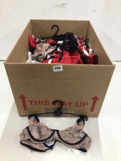 BOX OF ITEMS INCL. MYLA ROSE LACE BRA IN PINK SIZE 34DD