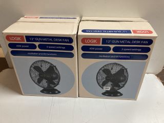 2 X LOGIK 12" GUN METAL DESK FAN