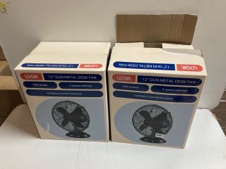 2 X LOGIK 12" GUN METAL DESK FAN