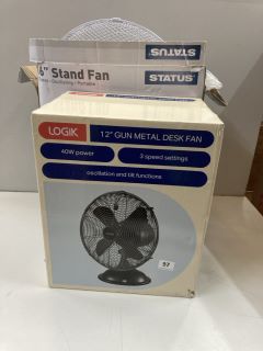 2 X FANS INC LOGIK 12" GUN METAL DESK FAN