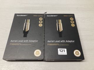 2 X SANDSTROM GOLD SERIES AERIAL LEADS WITH ADAPTORS