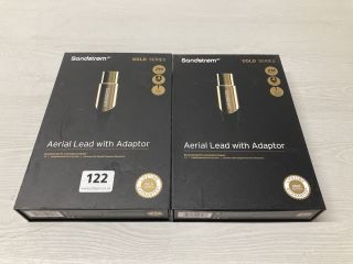 2 X SANDSTROM GOLD SERIES AERIAL LEADS WITH ADAPTORS