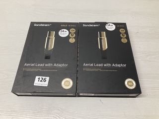 2 X SANDSTROM GOLD SERIES AERIAL LEADS WITH ADAPTORS