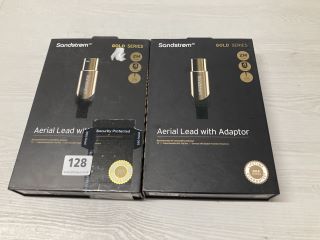 2 X SANDSTROM GOLD SERIES AERIAL LEADS WITH ADAPTORS