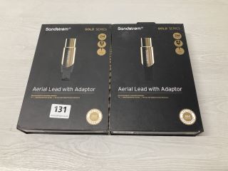 2 X SANDSTROM GOLD SERIES AERIAL LEADS WITH ADAPTORS