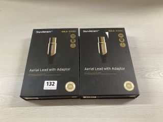 2 X SANDSTROM GOLD SERIES AERIAL LEADS WITH ADAPTORS