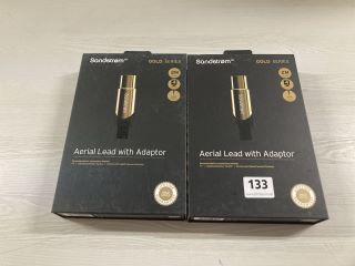 2 X SANDSTROM GOLD SERIES AERIAL LEADS WITH ADAPTORS