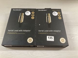 2 X SANDSTROM GOLD SERIES AERIAL LEADS WITH ADAPTORS