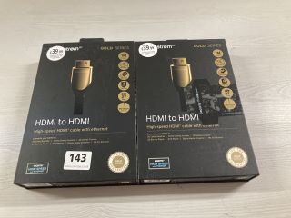 2 X SANDSTROM GOLD SERIES HDMI TO HDMI HIGH SPEED CABLE WITH ETHERNET