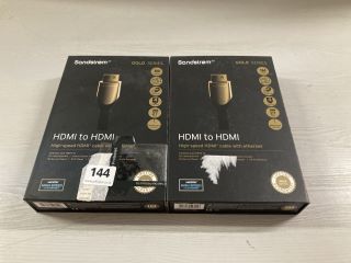 2 X SANDSTROM GOLD SERIES HDMI TO HDMI HIGH SPEED CABLE WITH ETHERNET