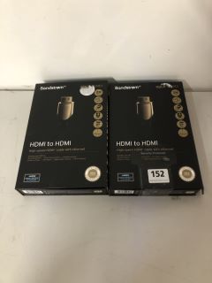 2 X SANDSTROM GOLD SERIES HDMI TO HDMI HIGH SPEED CABLE WITH ETHERNET