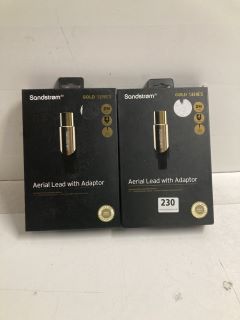 2 X SANDSTROM GOLD SERIES AERIAL LEAD WITH ADAPTORS