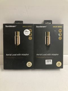 2 X SANDSTROM GOLD SERIES AERIAL LEAD WITH ADAPTORS