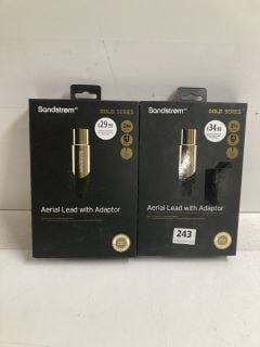 2 X SANDSTROM GOLD SERIES AERIAL LEAD WITH ADAPTORS