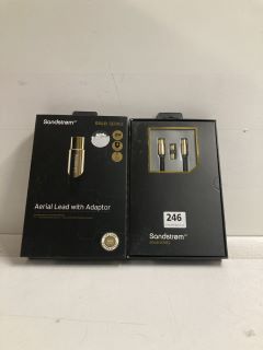 2 X SANDSTROM GOLD SERIES AERIAL LEAD WITH ADAPTORS