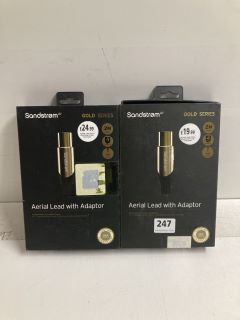 2 X SANDSTROM GOLD SERIES AERIAL LEAD WITH ADAPTORS