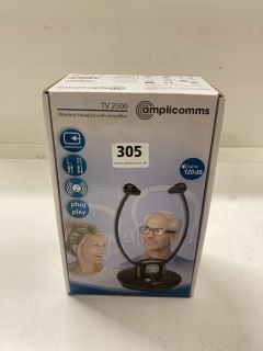 AMPLICOMMS TV 2500 WIRELESS HEADSET WITH AMPLIFIER