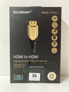 SANDSTROM GOLD SERIES HDMI TO HDMI HIGH SPEED CABLE WITH ETHERNET