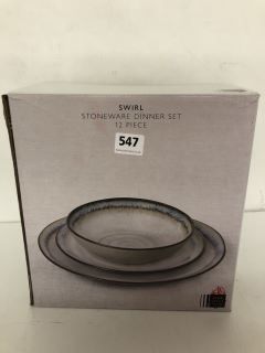 JOHN LEWIS & PARTNERS SWIRL STONEWARE DINNER SET 12 PIECE