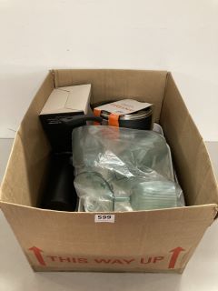 BOX OF ASSORTED ITEMS TO INCLUDE JOHN LEWIS & PARTNERS ANYDAY 18CM 2L ALUMINIUM SAUCEPAN