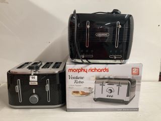 3 X ASSORTED 4 SLICE TOASTERS TO INCLUDE MORPHY RICHARDS VENTURE RETRO