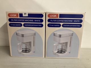 2 X LOGIK FILTER COFFEE MACHINES IN WHITE - MODEL L12DCW21