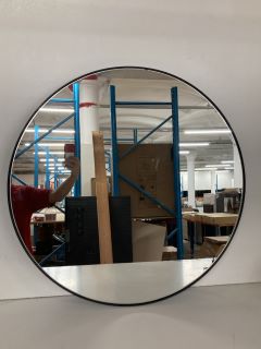 BLACK FRAMED ROUND WALL MIRROR