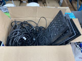 A LARGE BOX OF CABLES AND CHARGERS ETC