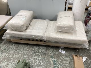 JOHN LEWIS ST IVES TWO SEATER WOODEN SOFA WITH CUSHIONS RRP £523