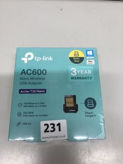 2 X TP LINK AC600 NANO WIRELESS USB ADAPTERS