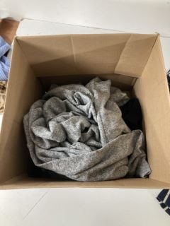 A BOX OF MEN'S AND WOMEN'S UNSEALED CLOTHING