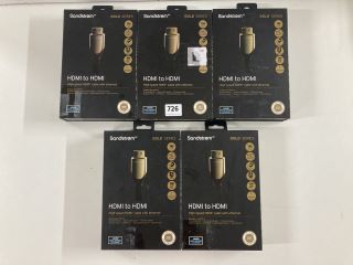 5 X SANDSTROM GOLD SERIES HDMI TO HDMI LEADS