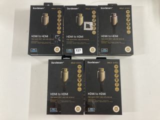 5 X SANDSTROM GOLD SERIES HDMI TO HDMI LEADS