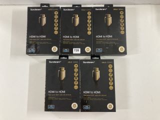 5 X SANDSTROM GOLD SERIES HDMI TO HDMI LEADS