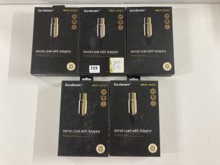 5 X SANDSTROM GOLD SERIES AERIAL LEADS WITH ADAPTERS