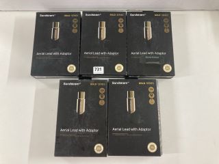 5 X SANDSTROM GOLD SERIES AERIAL LEADS WITH ADAPTERS