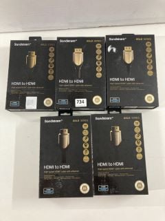 5 X SANDSTROM GOLD SERIES HDMI TO HDMI LEADS