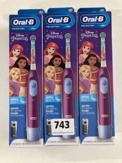 3 X ORAL B DISNEY PRINCESS KIDS ELECTRIC TOOTHBRUSHES