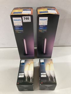 2 X PHILIPS HUE LIGHT BARS AND TWO BULBS