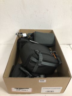 BOX OF ASSORTED ITEMS INC LOWEPRO