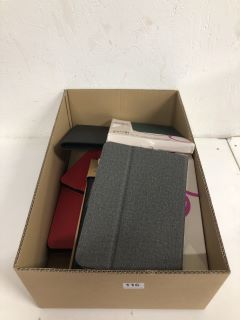 BOX OF ASSORTED ITEMS INC TABLET CASES