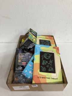 BOX OF ASSORTED ITEMS INC RICHGV LCD WRITING TABLET