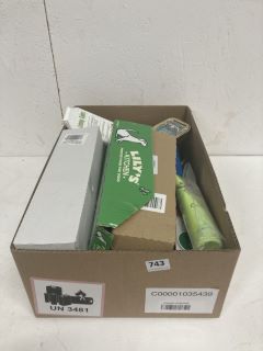 BOX OF ASSORTED ITEMS INC DOG COOLING VEST