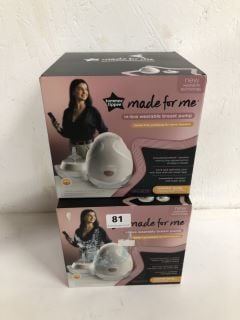 2 X TOMMEE TIPPEE IN-BRA WEARABLE BREAST PUMP