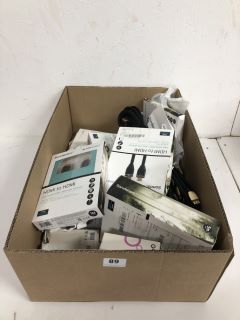 BOX OF ASSORTED ITEMS INC SANDSTROM HDMI CABLE